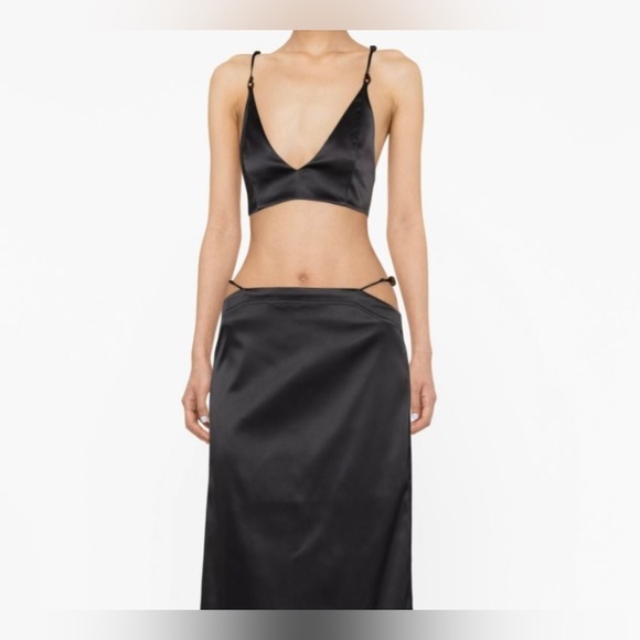 GANNI Bead-embellished shirred satin bra top - Picture 4 of 8